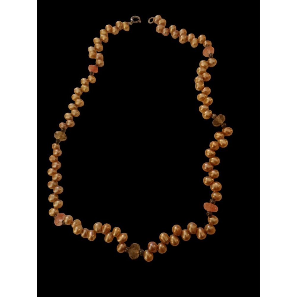 925 Sterling Silver Champagne Drop Cultured Pearl Smokey Rose Necklace 24.5"